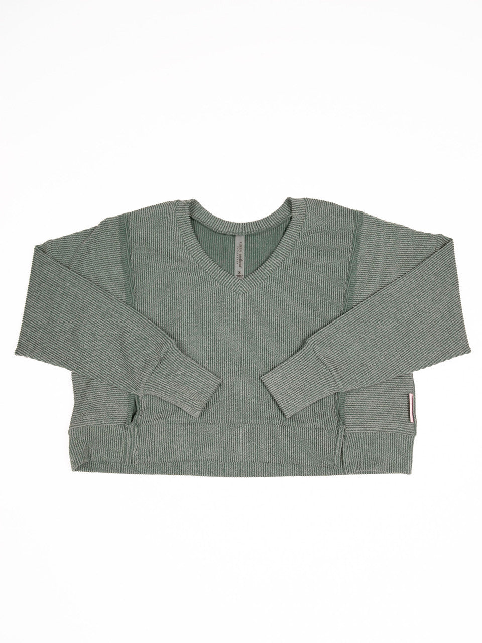 Jade Ribbed V Neck Top