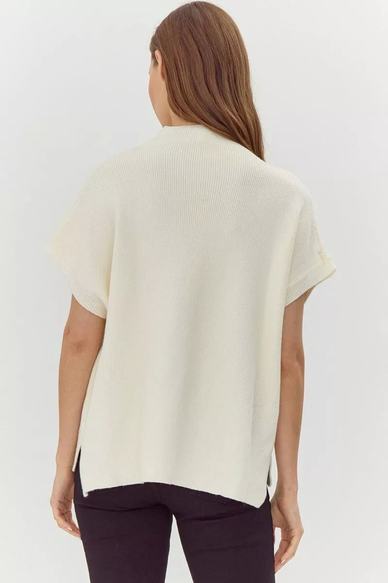 Mock Neck Sweater Top - Ivory