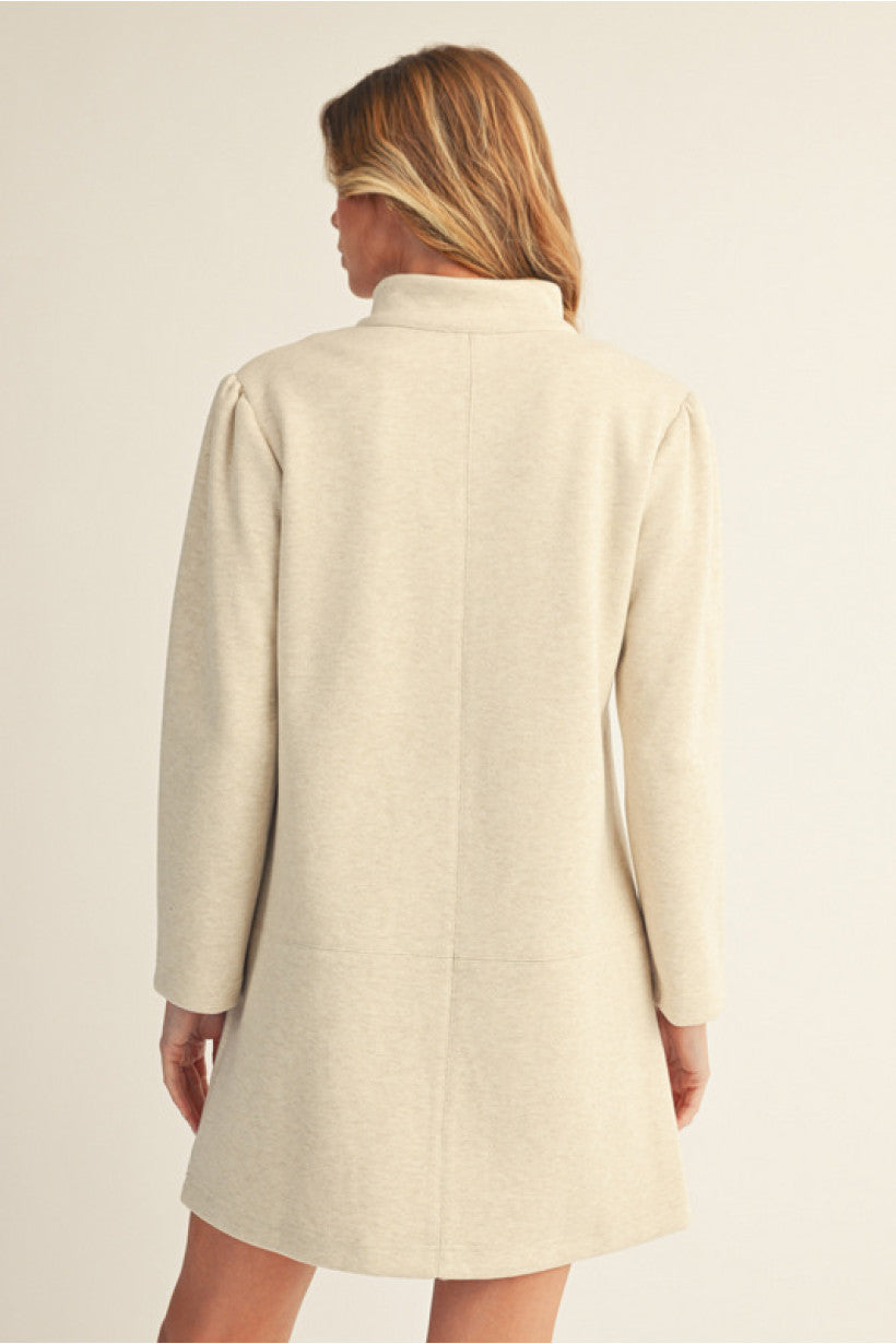 Long Sleeve Shift Dress - Oatmeal