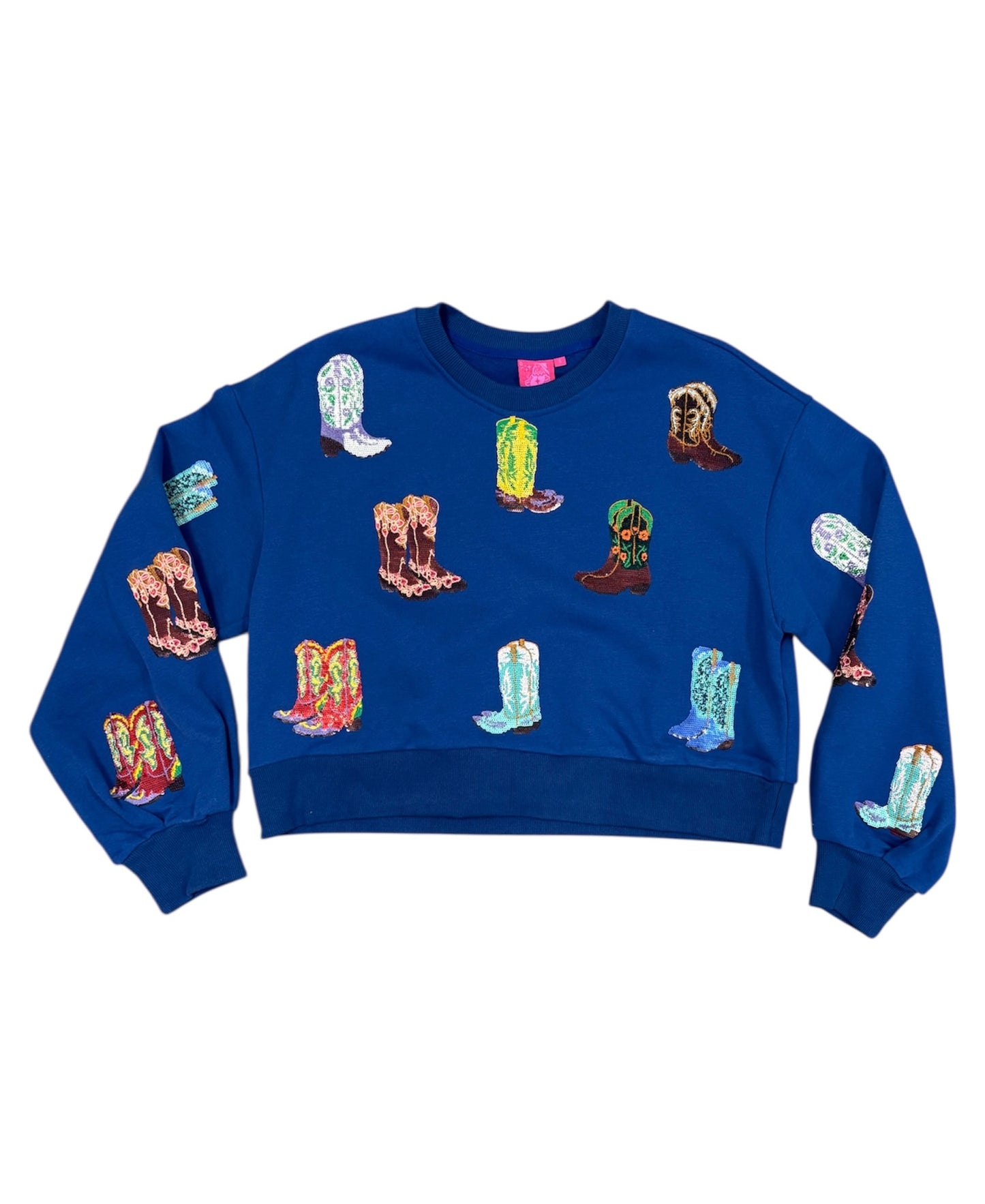 Blue Multi Cowboy Boot Sweatshirt