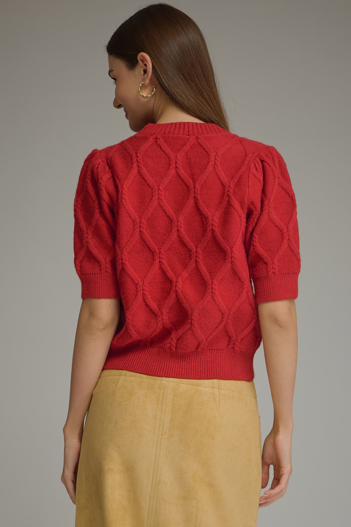 Cable Knit Top - Scarlet