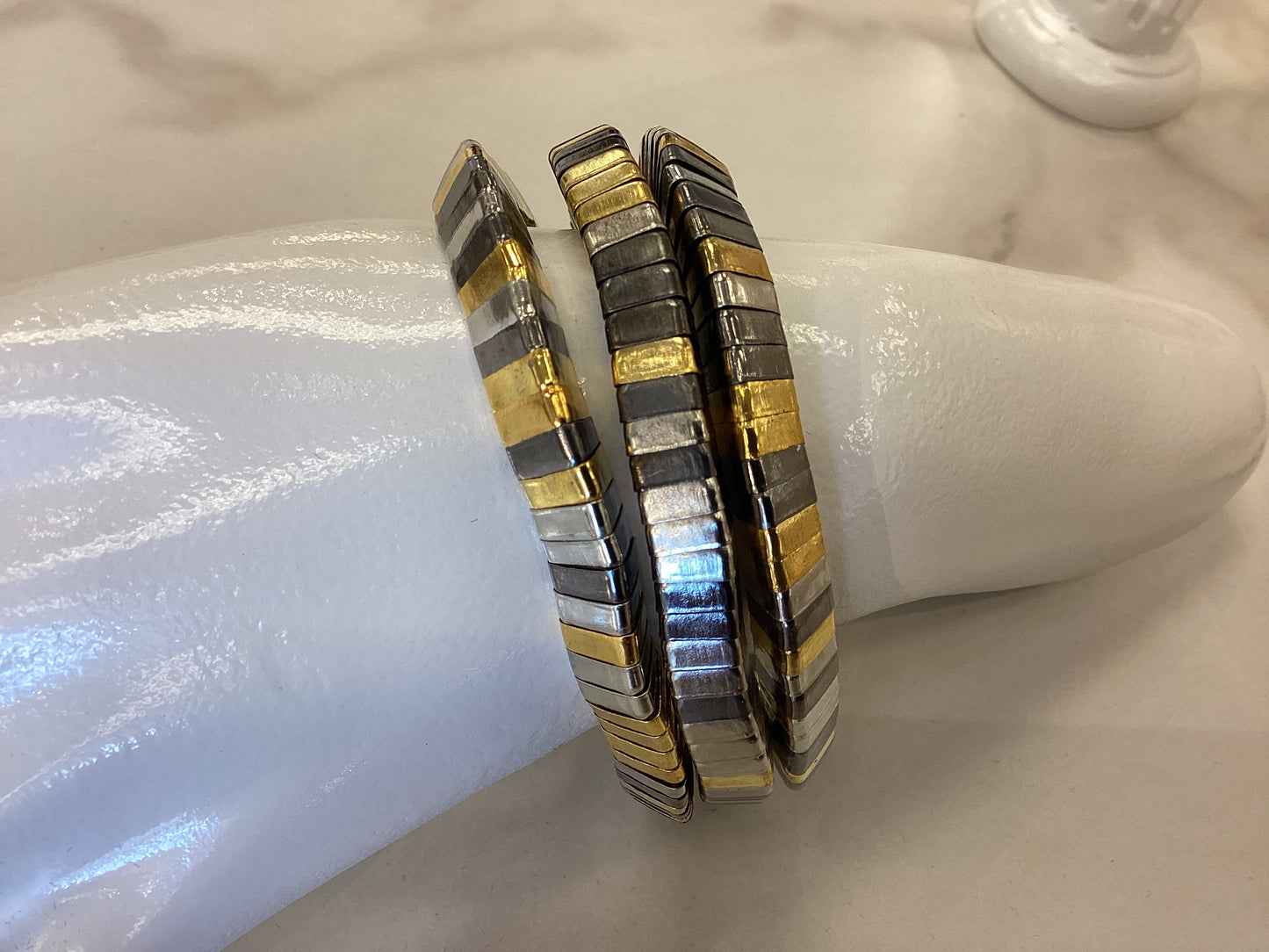 Mixed Metal Elastic Bracelets