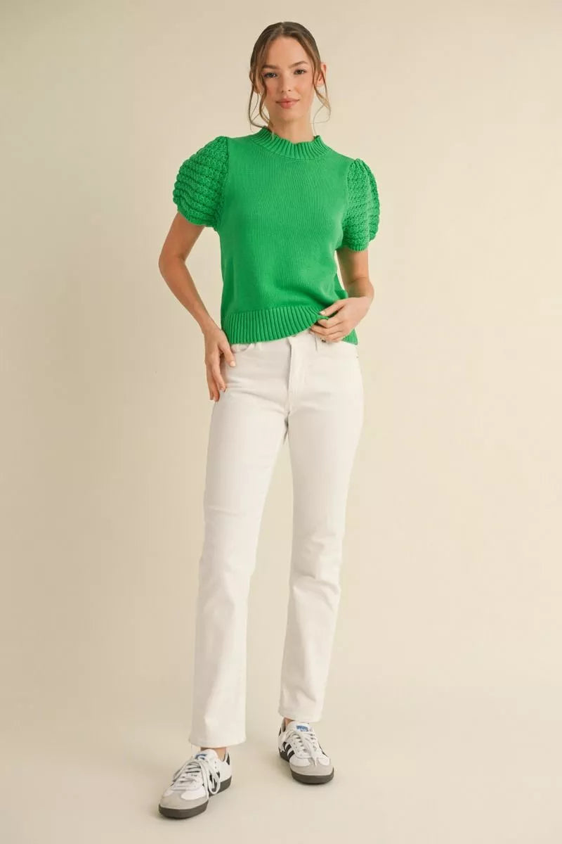 Apple Puff Sleeve Knit Top