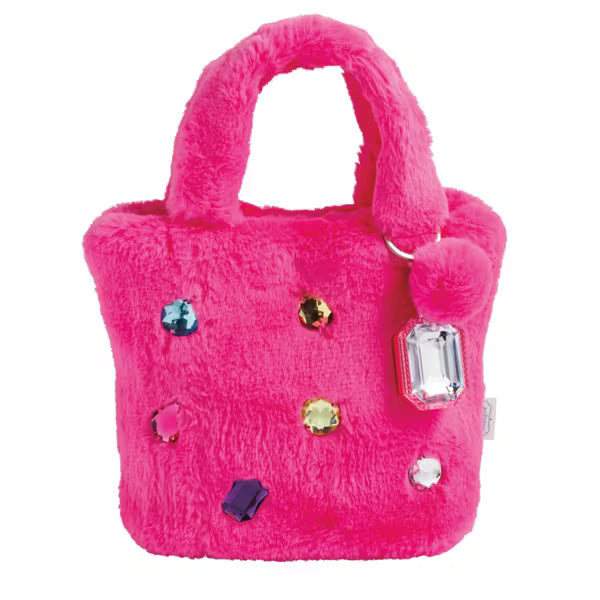 Hot Pink Glitzy Purse And Lip Gloss Keychain Set