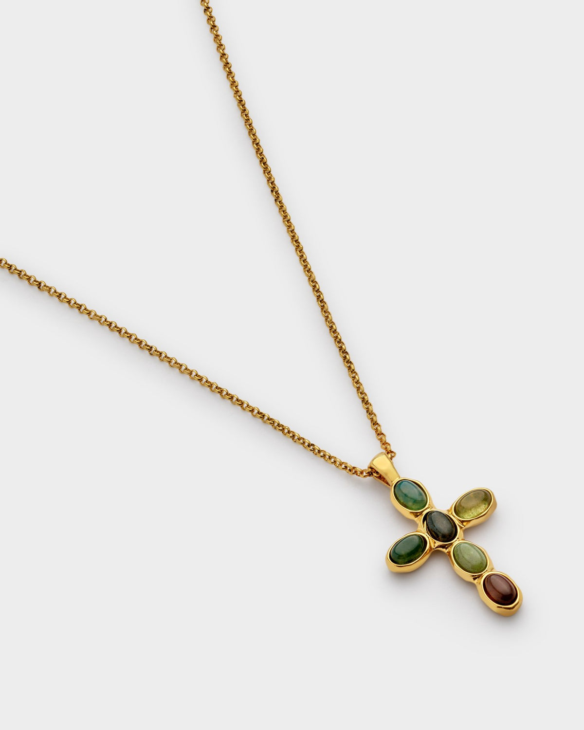 Stone Cross Waterproof Gold Necklace