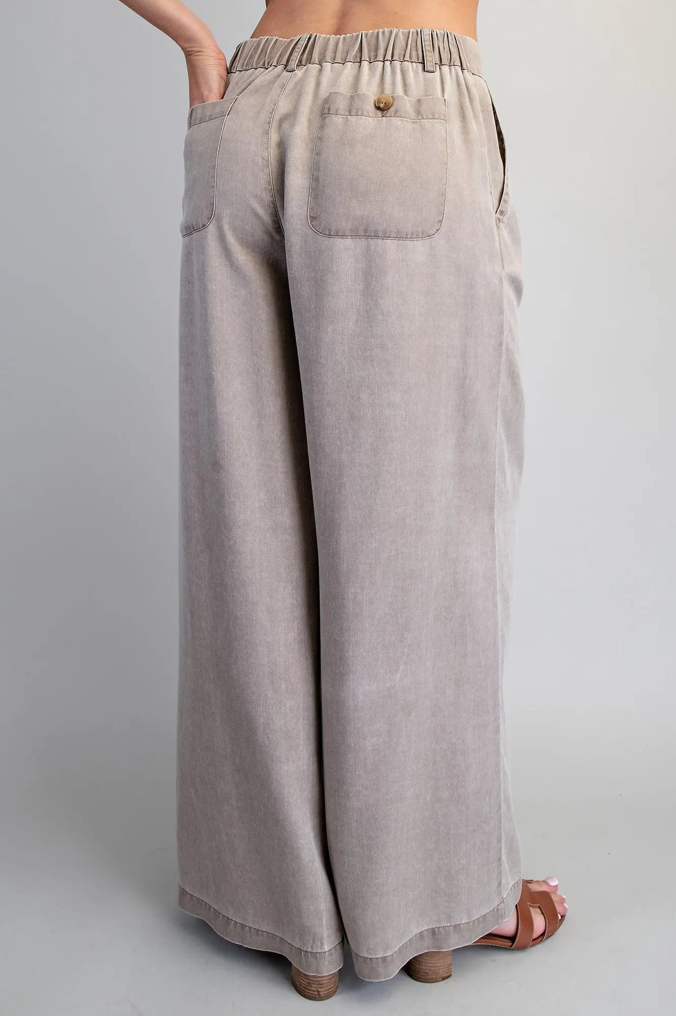 Zipper Front Wide Leg Pants - Hazelnut
