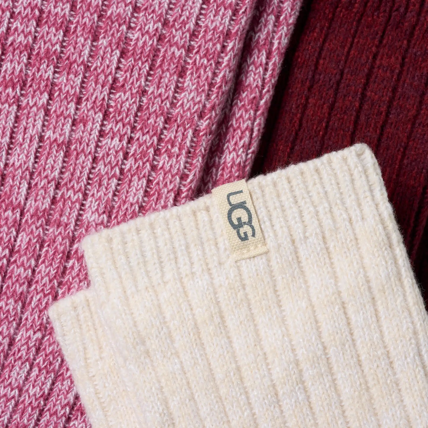 Rib Knit Slouchy Crew 3 Pack - Strawberry