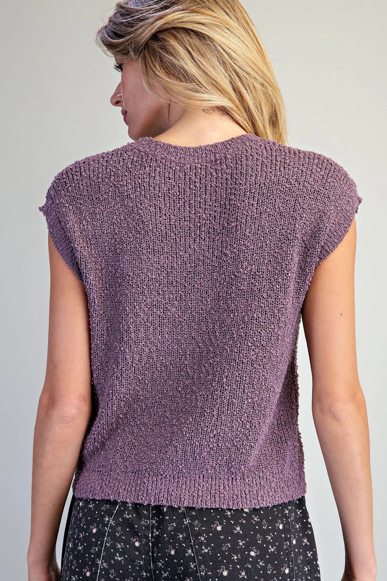 Cap Sleeve Knit Top - Muted Raisin
