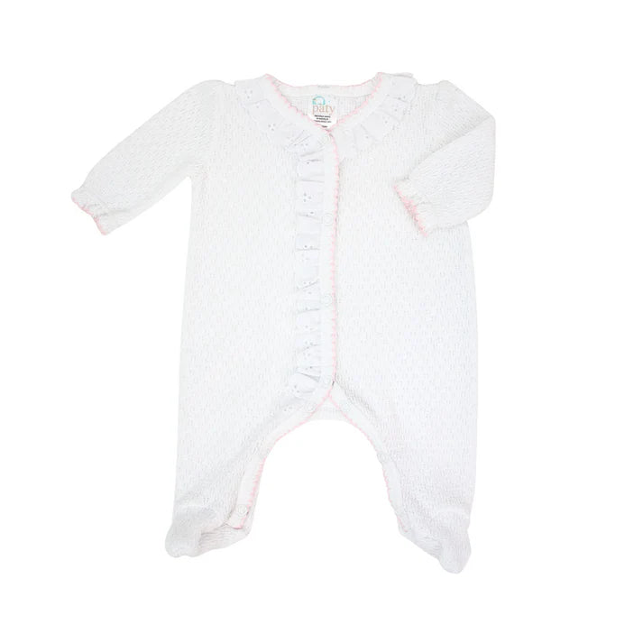 Knit Footie w/ Pink Eyelet Trim