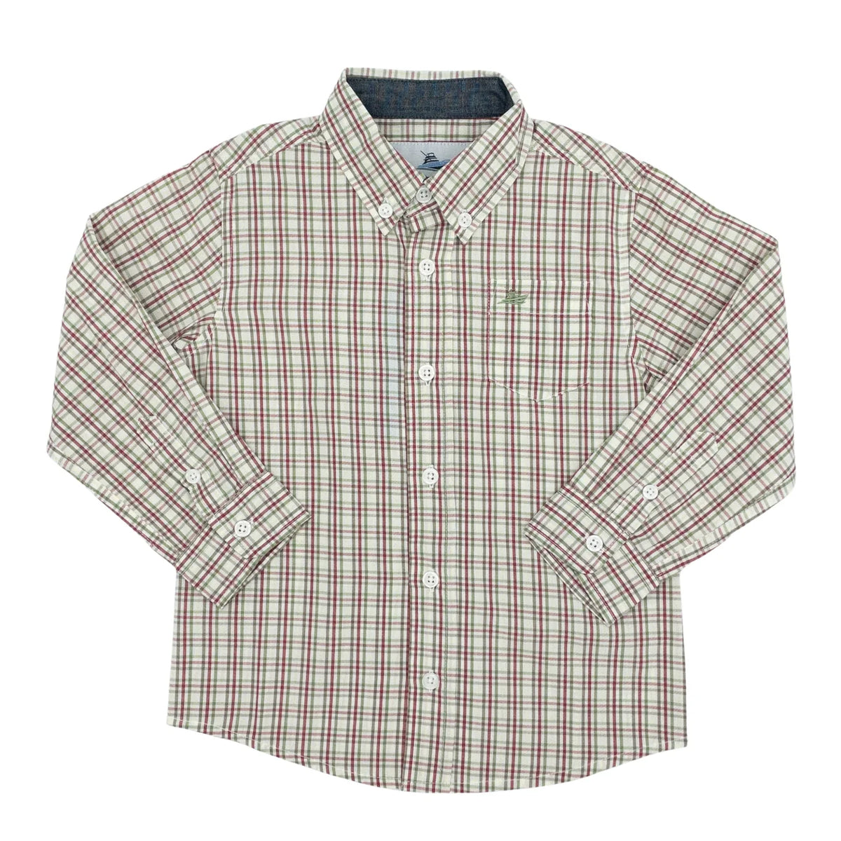Tan/Red/Green Plaid Dress Shirt