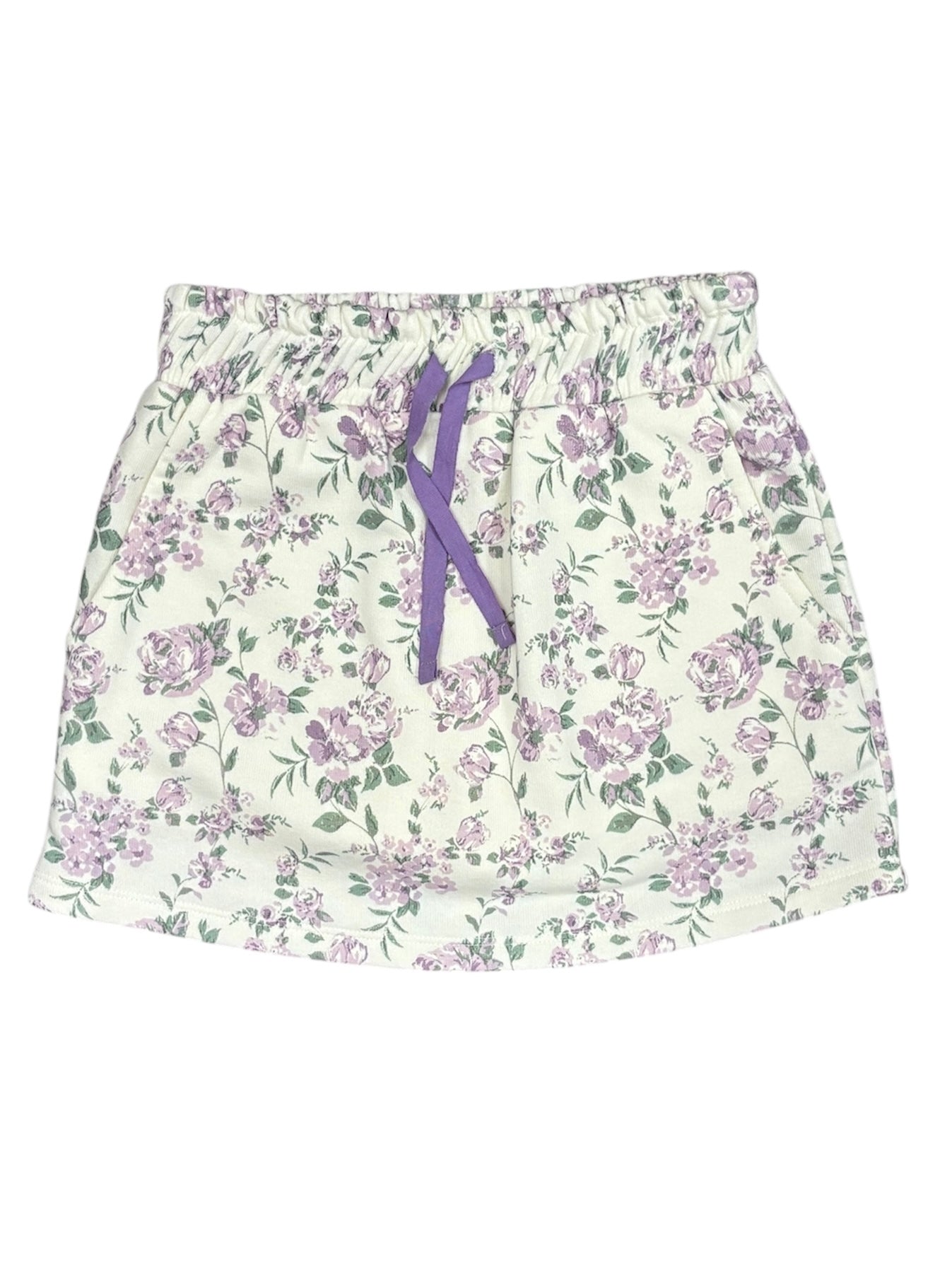 Purple Floral Print Skort