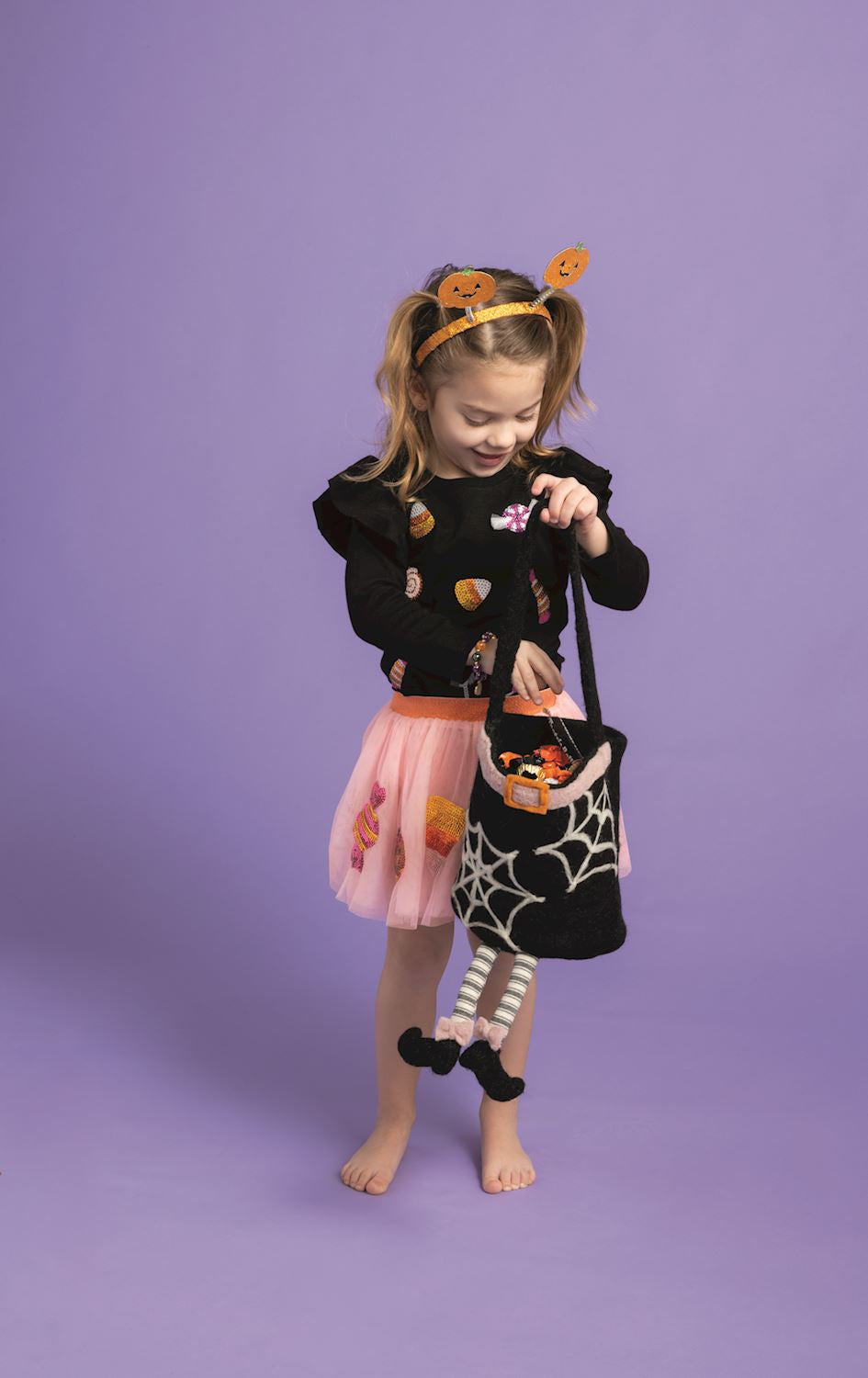 Black Halloween Candy Sequin Tee
