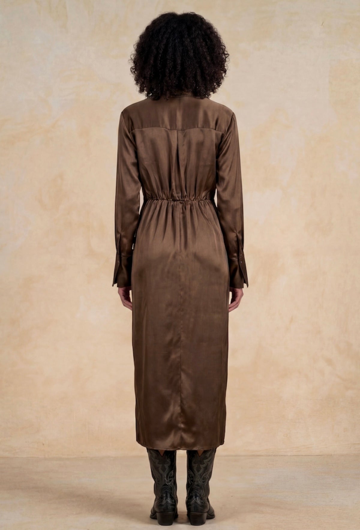 Maxi Wrap Front Tie Dress - Brown