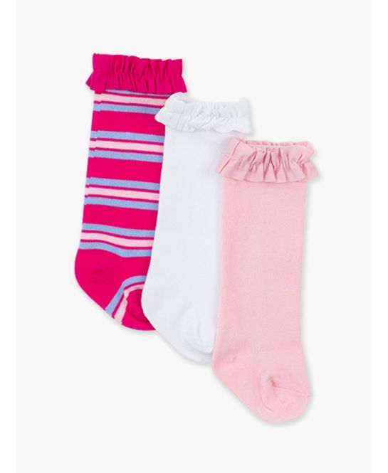 3-Pack Ruffle Knee High Socks