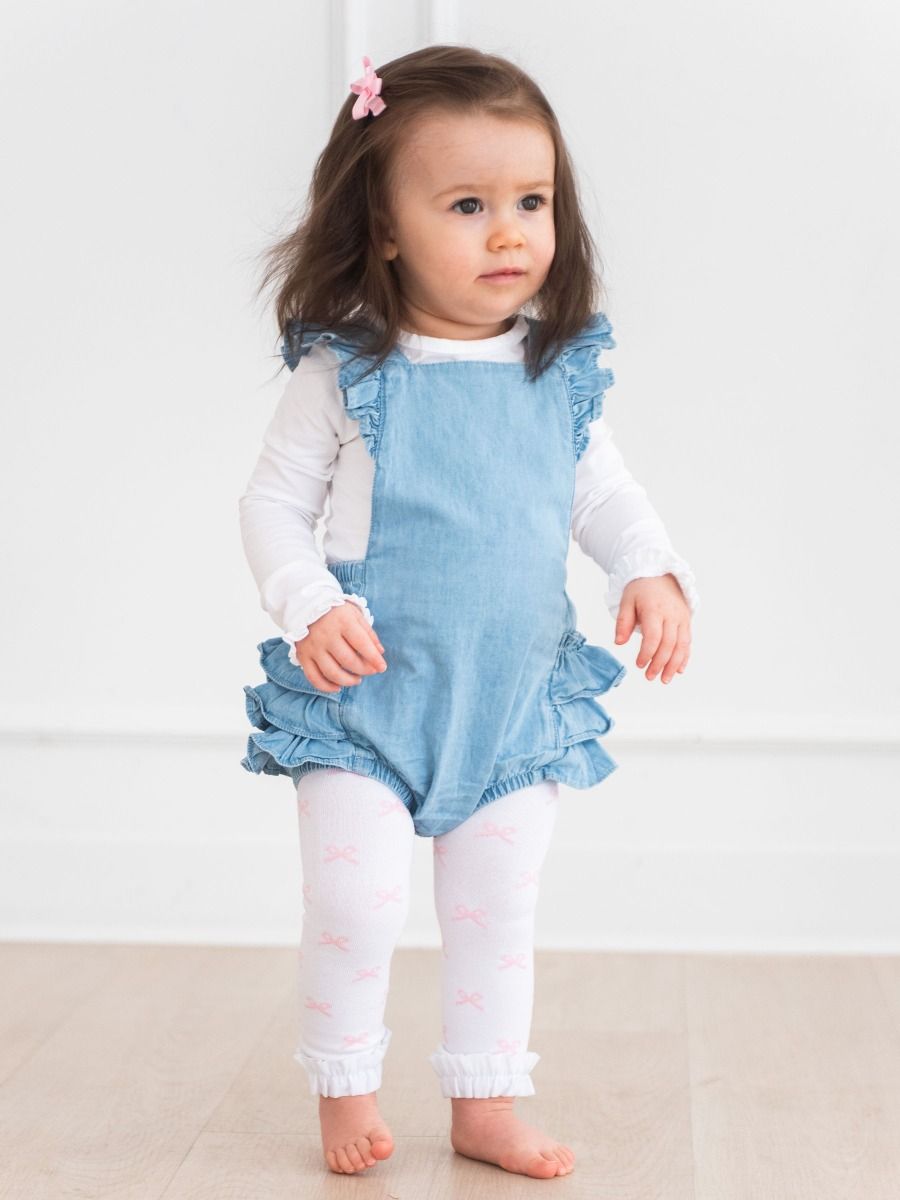 Pink Bows Footless Ruffle Tight