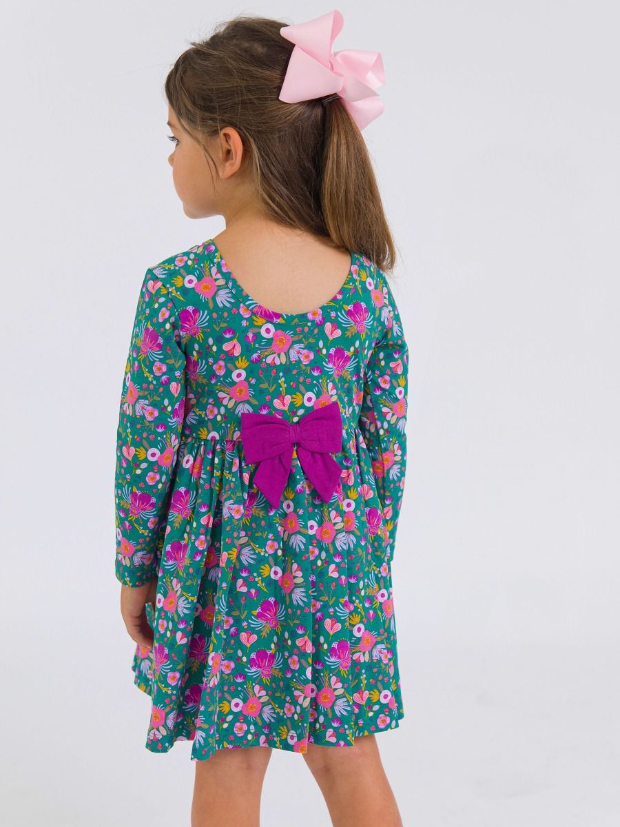 Emerald Floral Knit Twirl Dress
