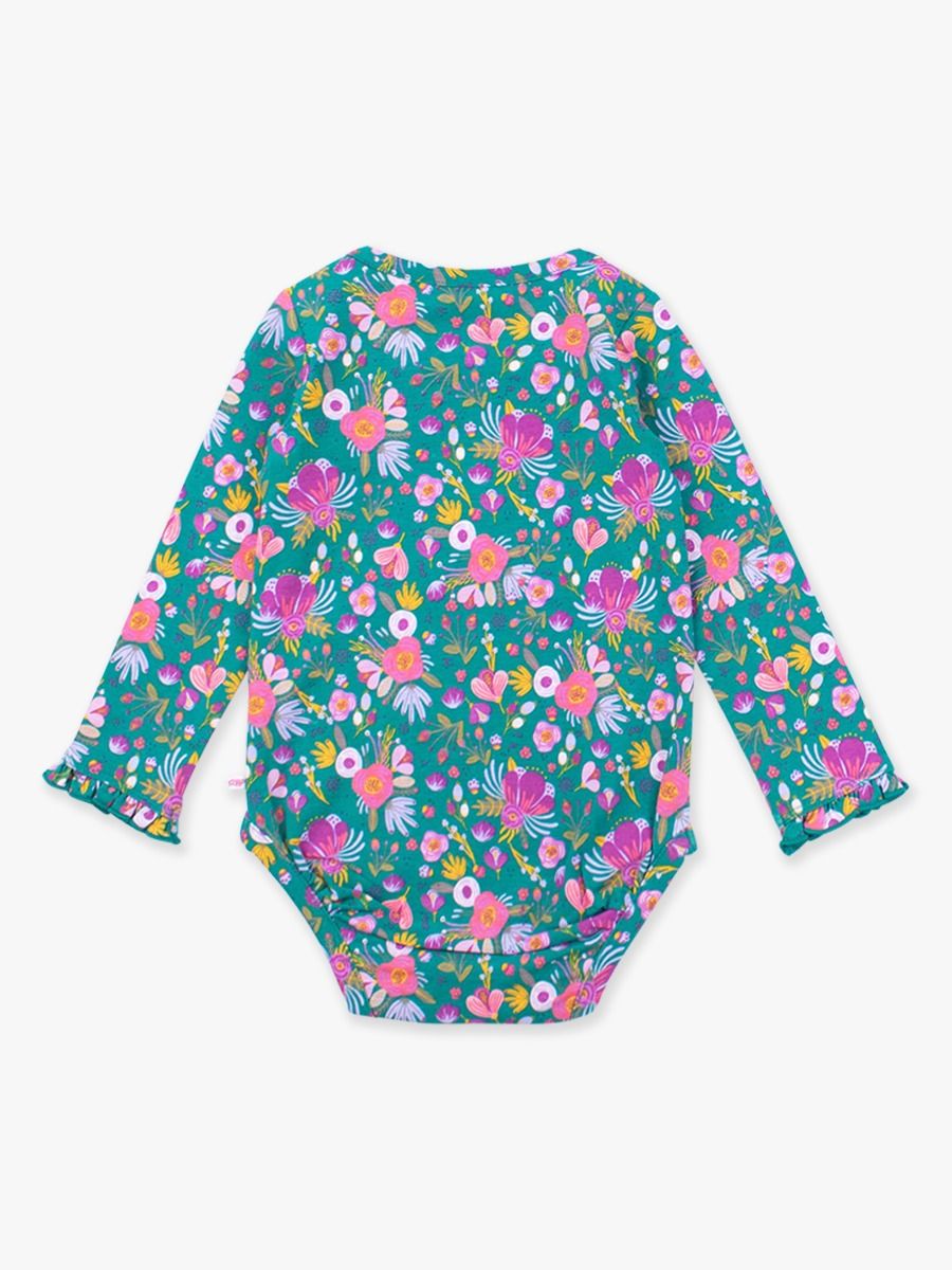 Emerald Floral Knit Ruffle Bubble Romper