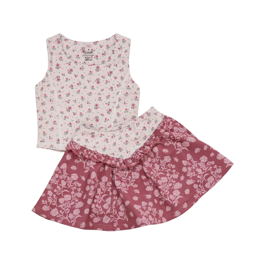 Mauve Floral Skort Set