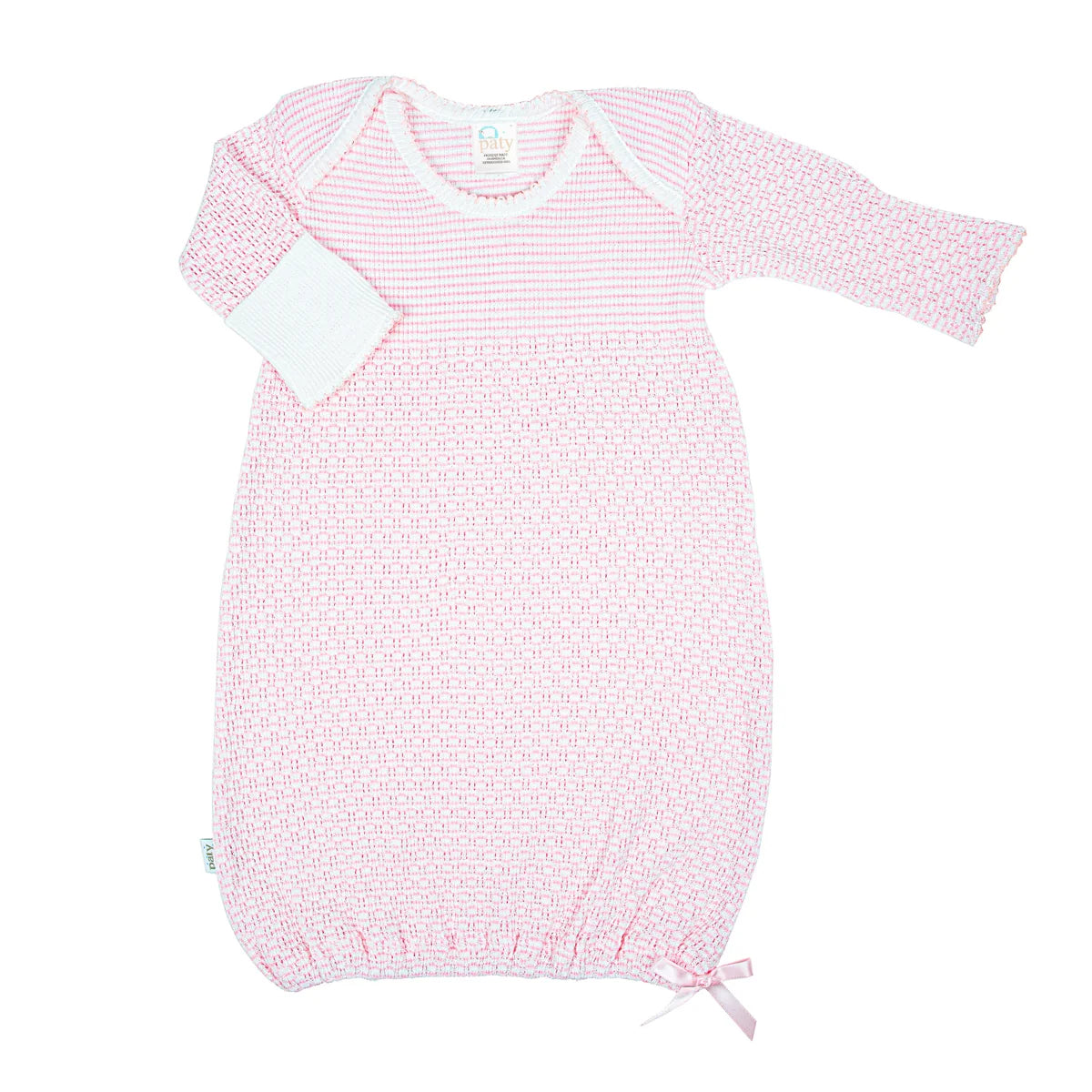 Pink Stripe Knit Overlap Shoulder Gown