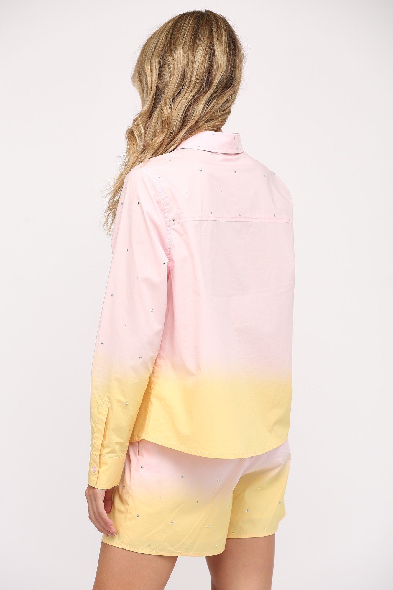 Pink Sequined Button Down Shirt