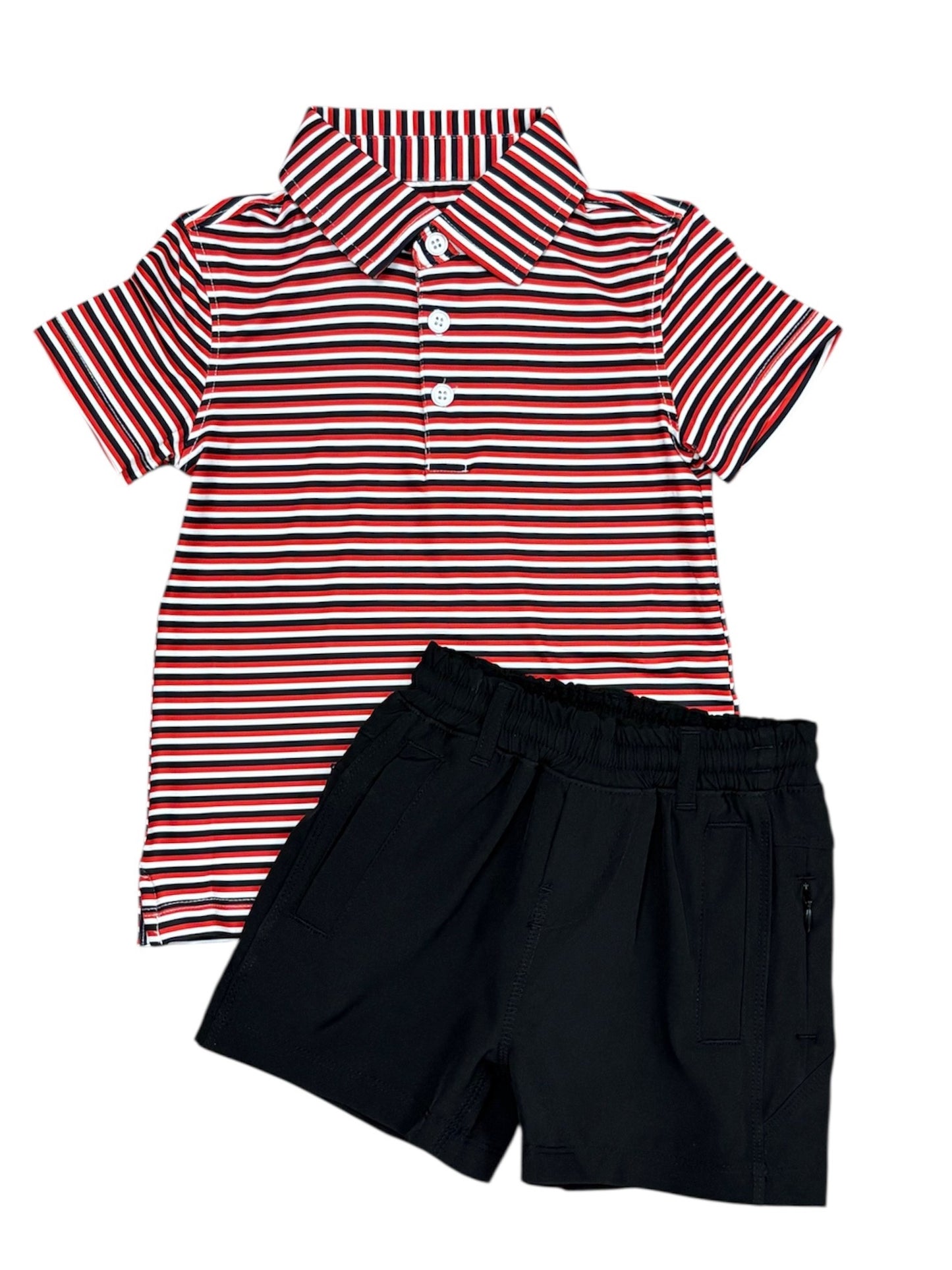 Red/Black/White Stripe Polo