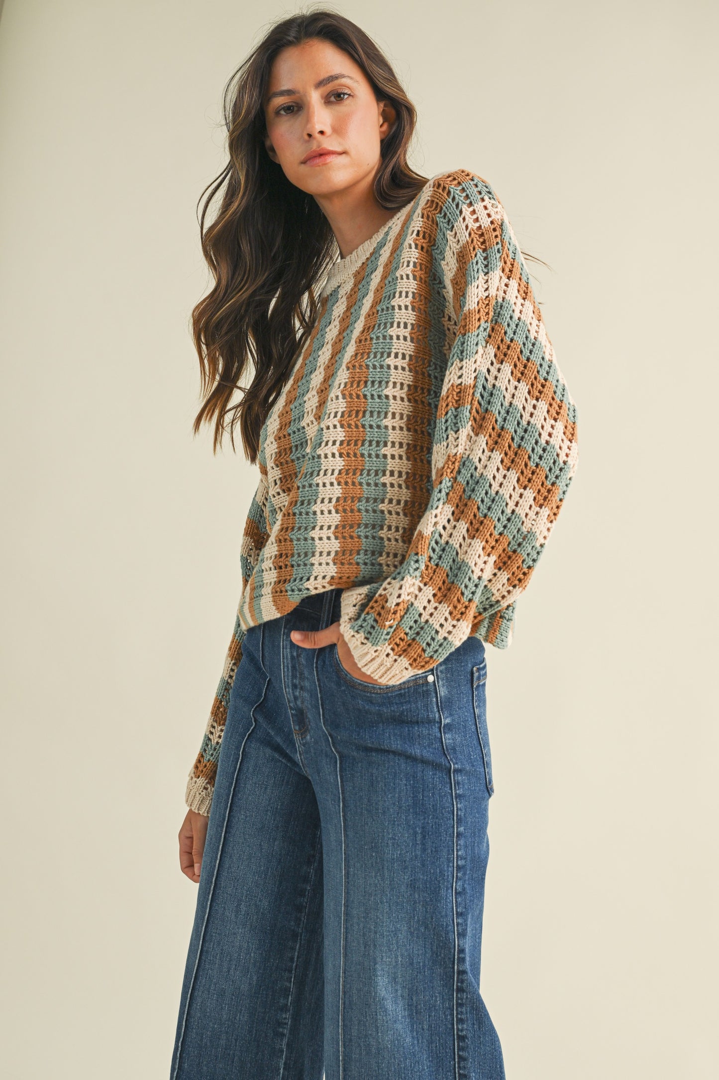 Vertical Stripe Sweater Top