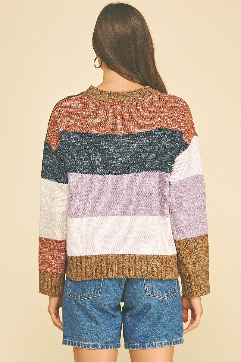 Camel Multi Colorblock Crew Sweater