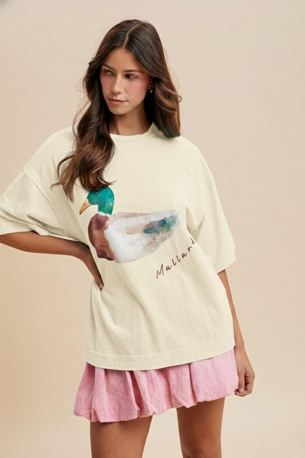 Mallard Duck Print Oversized Tee