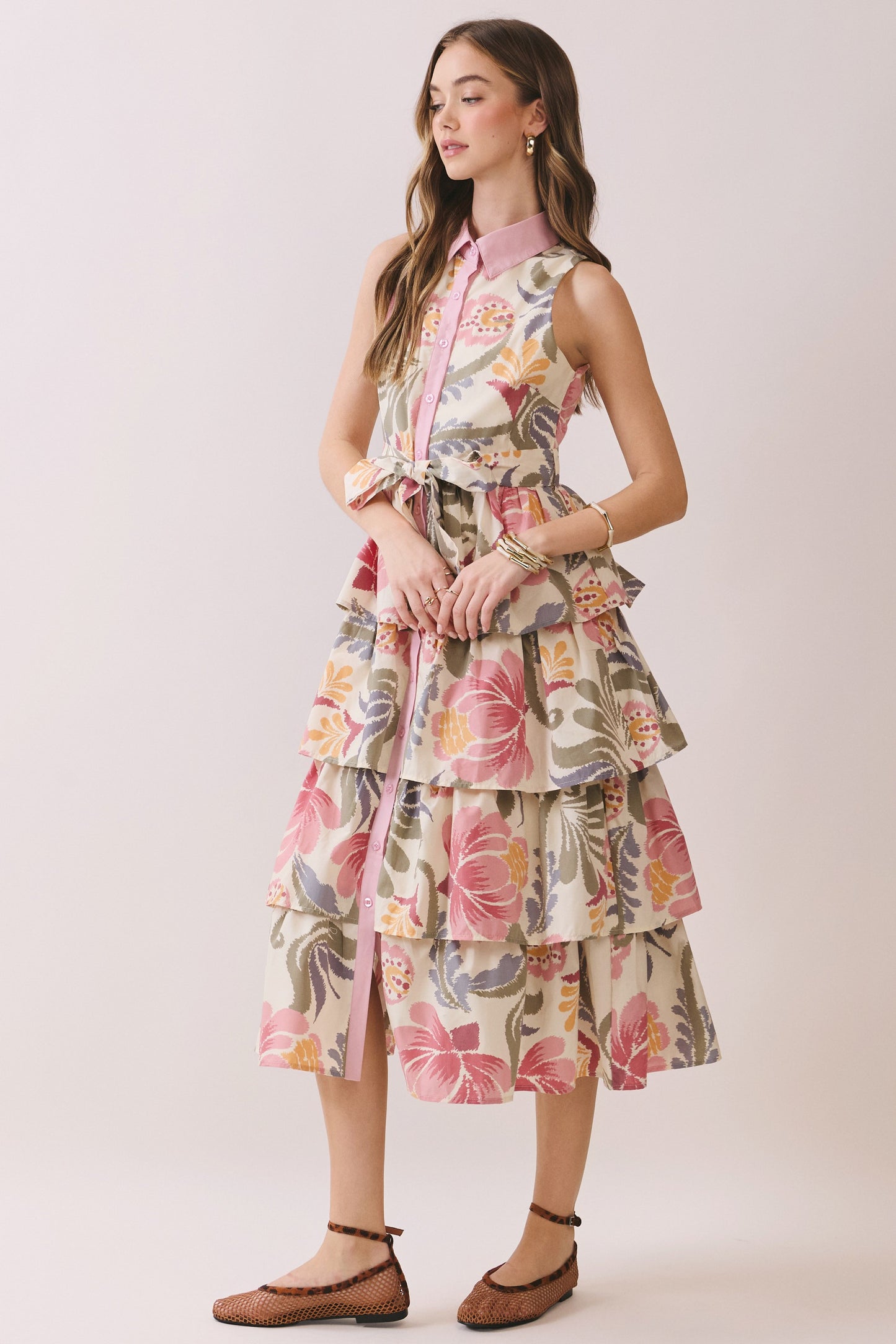 Tiered Floral Midi Dress