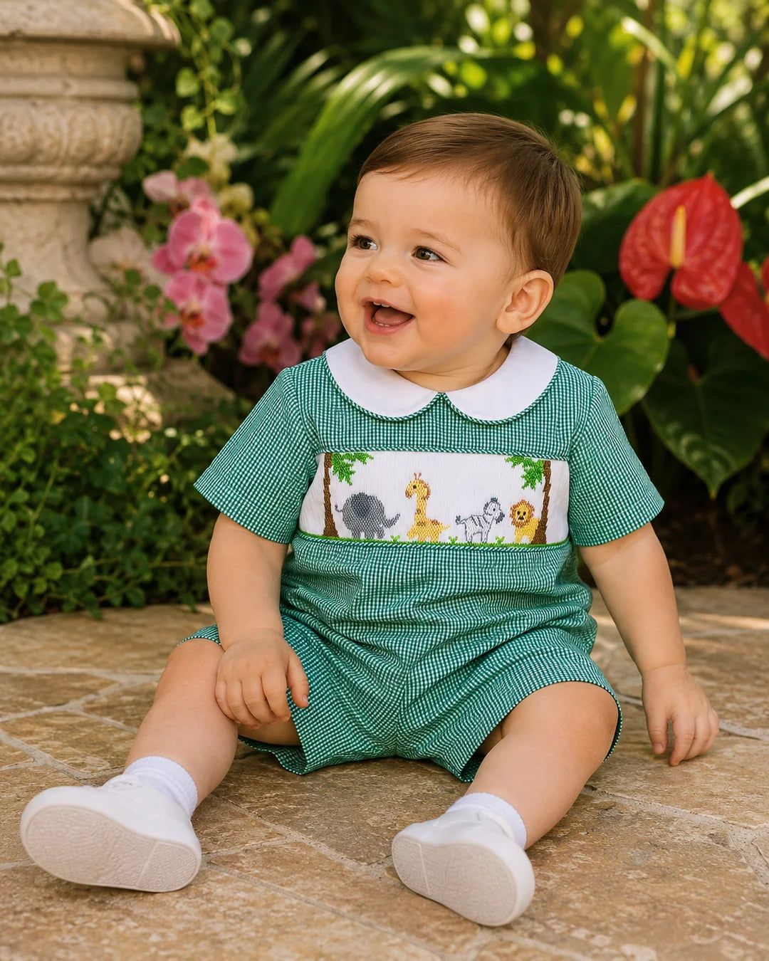 Smocked Safari Animal Romper