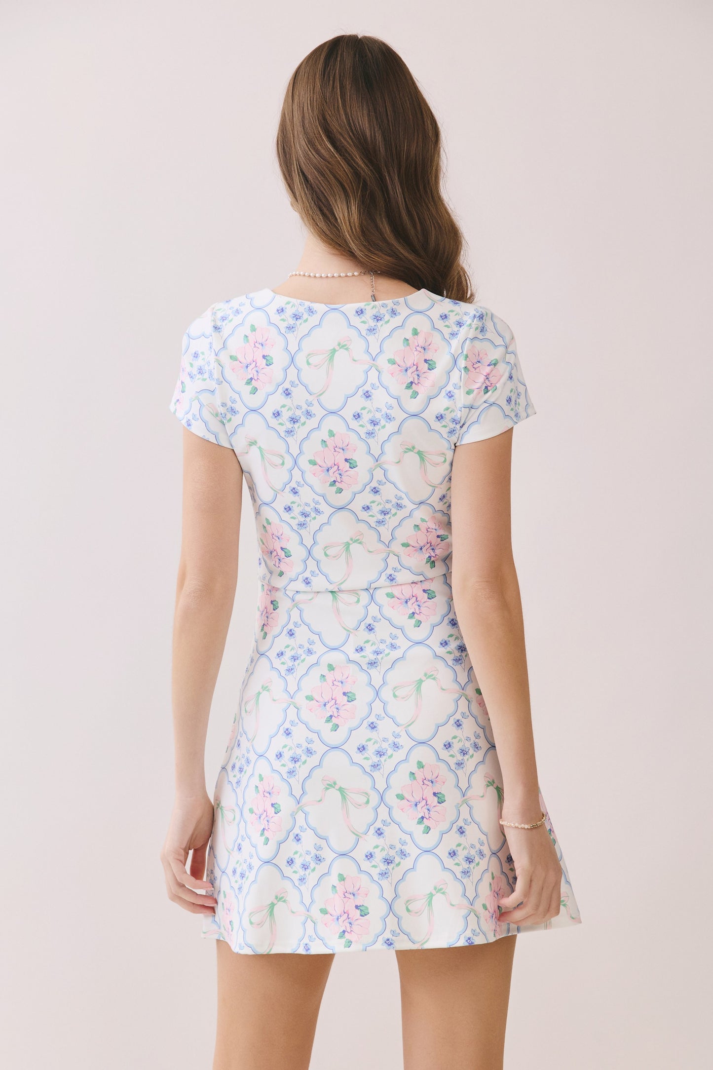 Square Neckline Floral Mini Dress