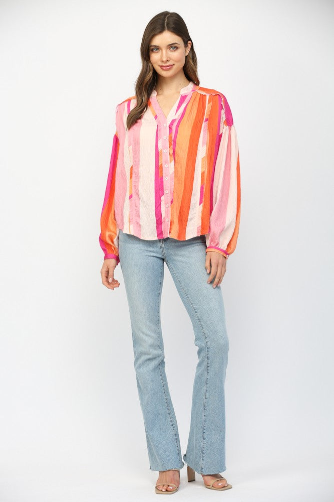 Pink Multi Stripe Top