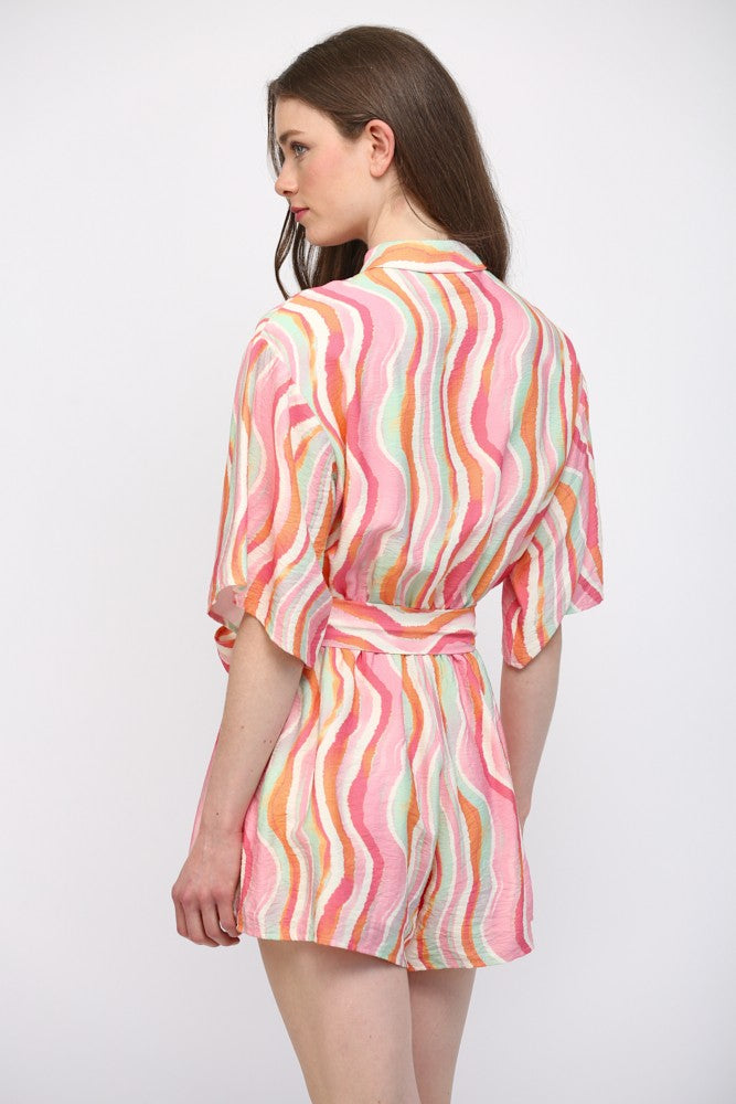 Wavy Tie Romper
