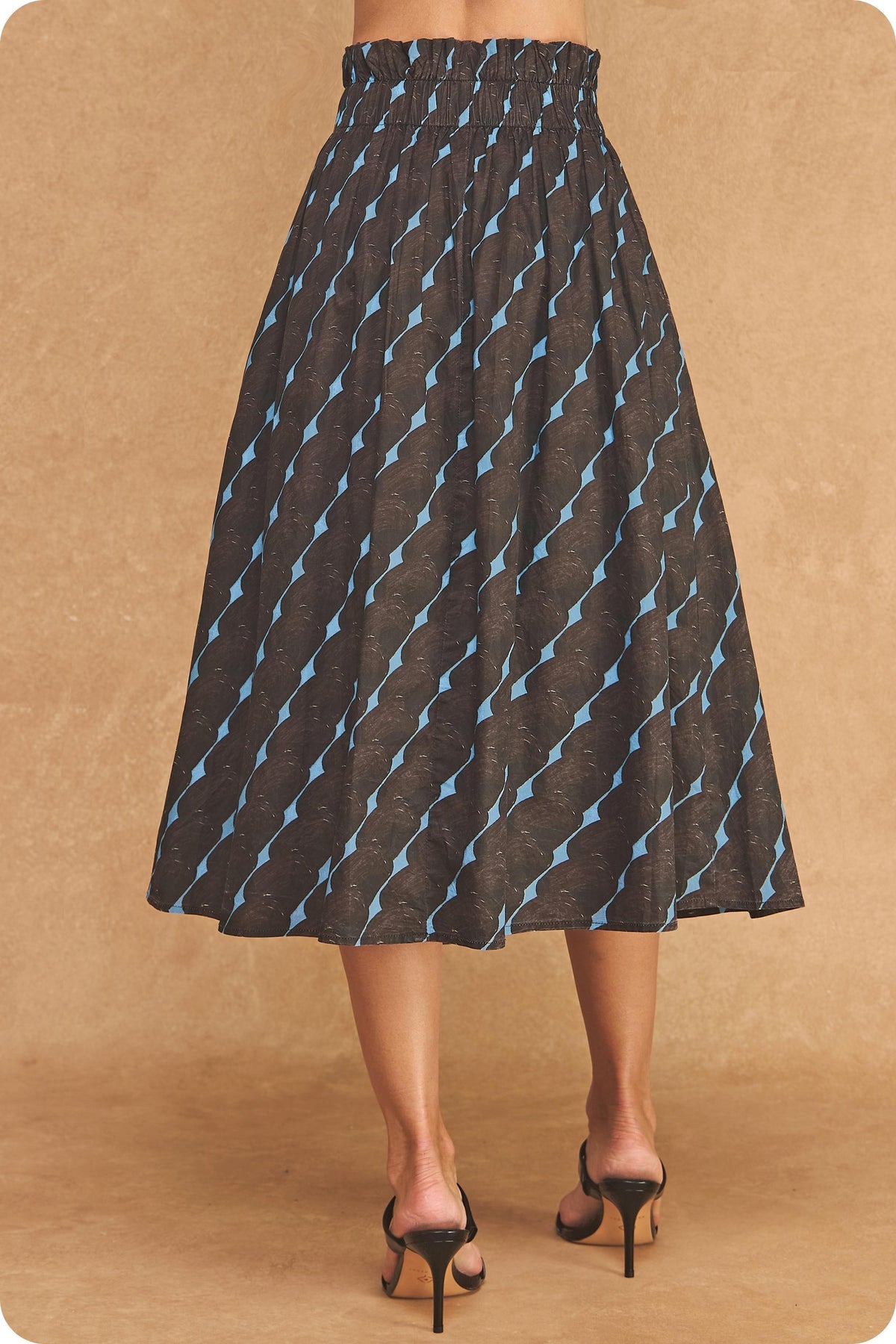 Abstract Geometric Print Pleated Midi Skirt