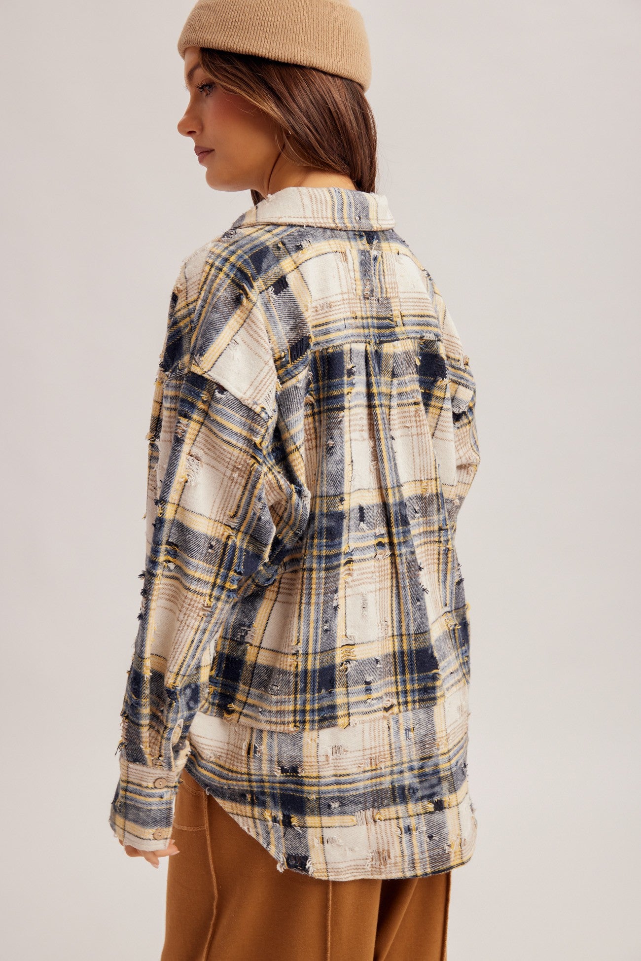 Navy Multi Plaid Top