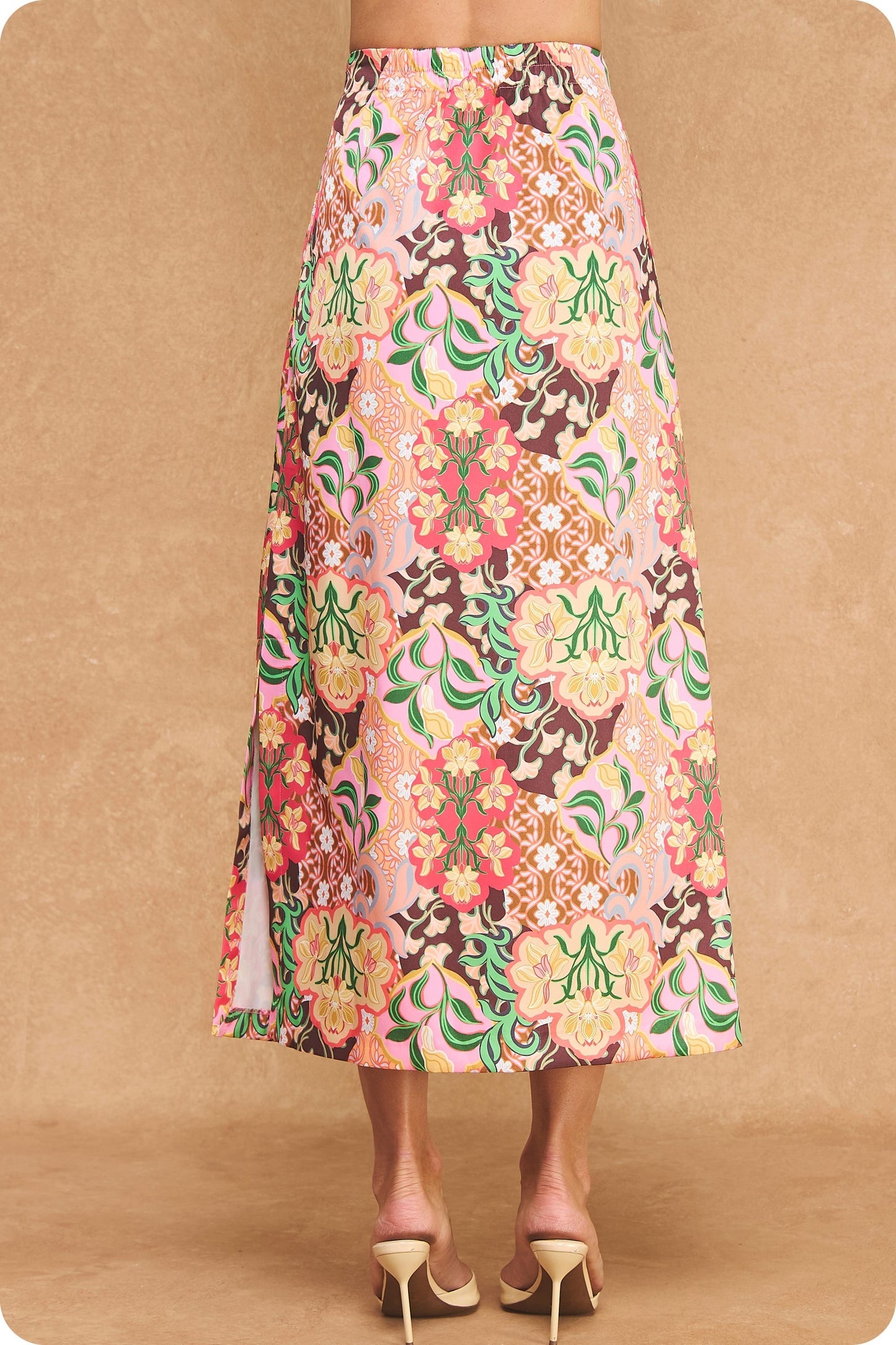 Garden Party Satin Midi Skirt