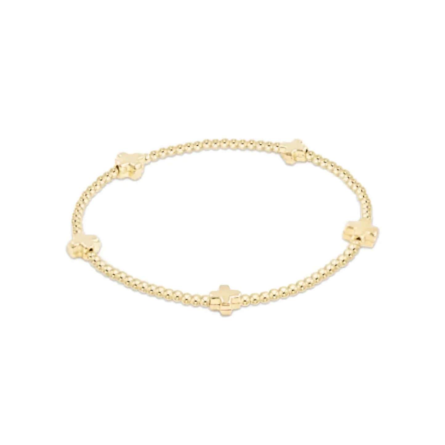 egirl Signature Cross Small Gold Patter 2mm Bead Bracelet - Gold