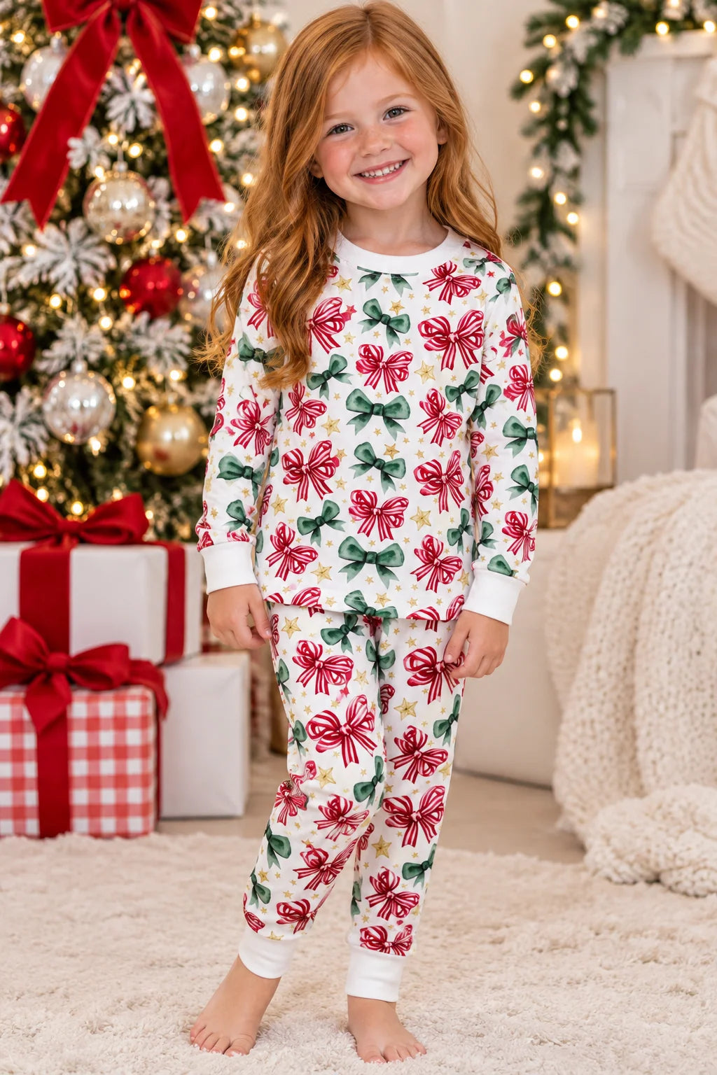 Old-Fashioned Christmas Bow Pajamas