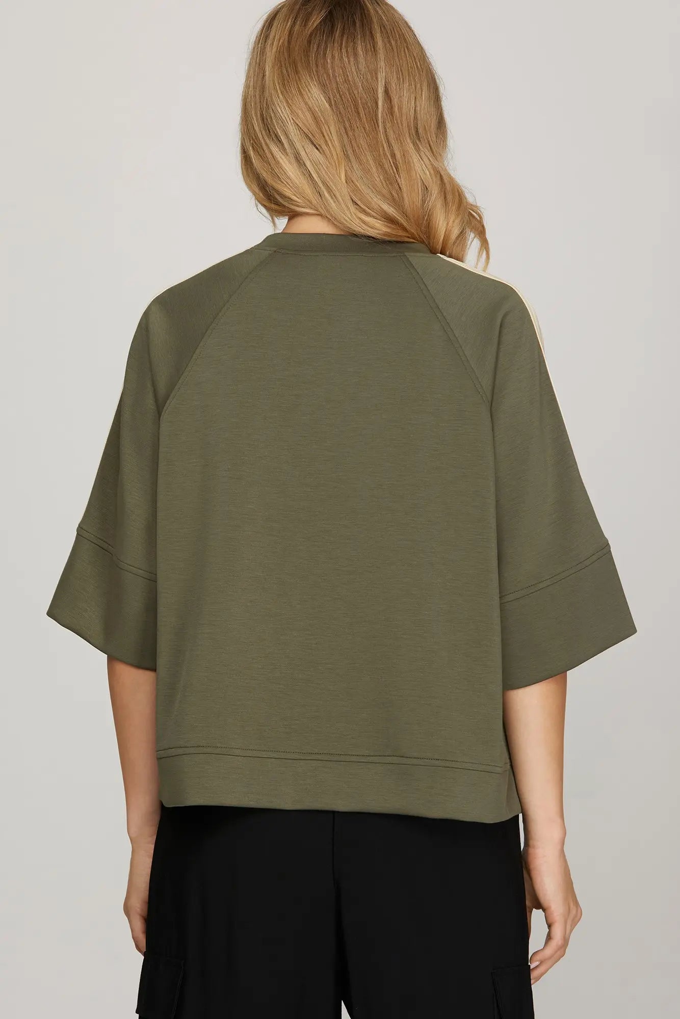 Half Sleeve Scuba Knit Pant Set - Olive