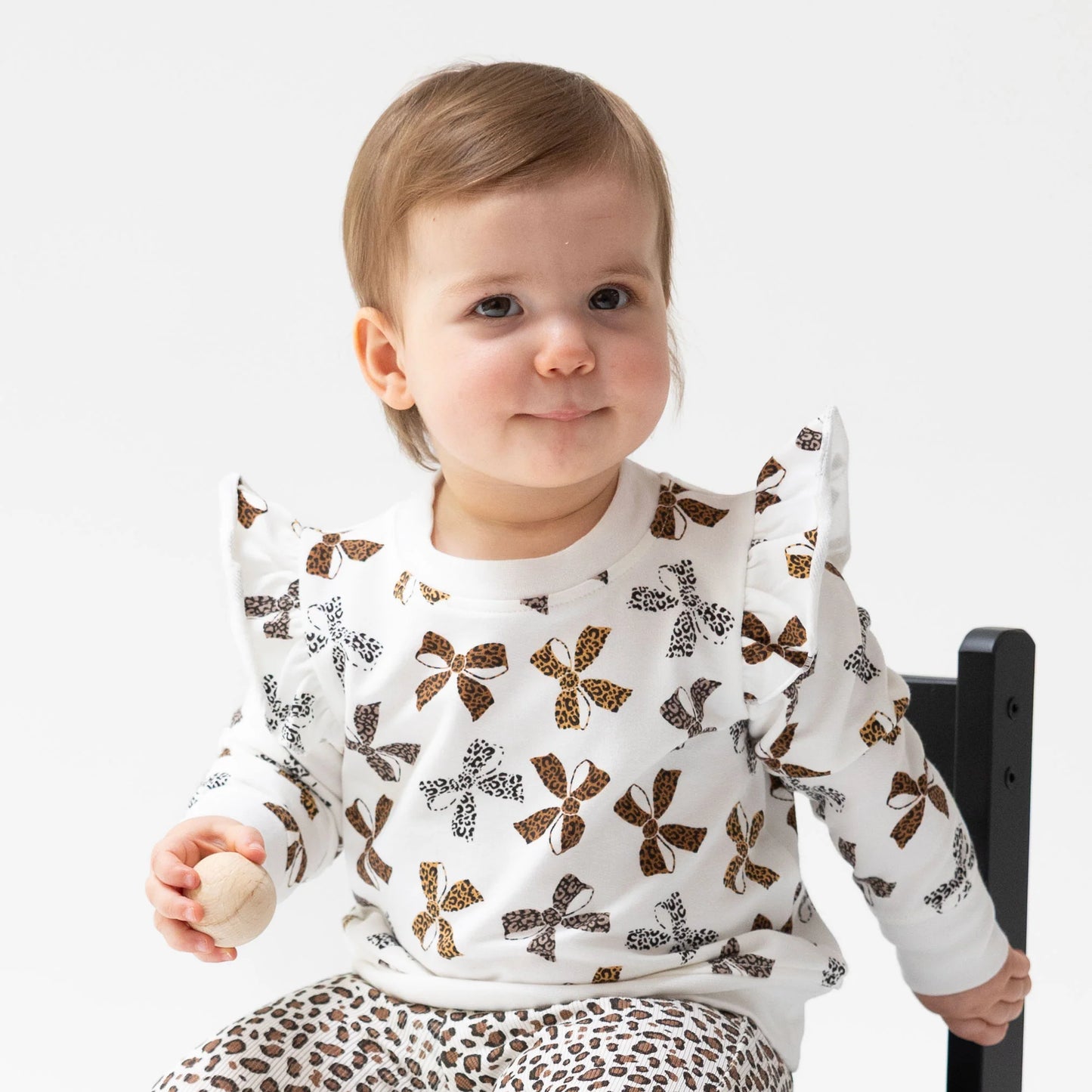 Leopard Bows Ruffle Sweatshirt