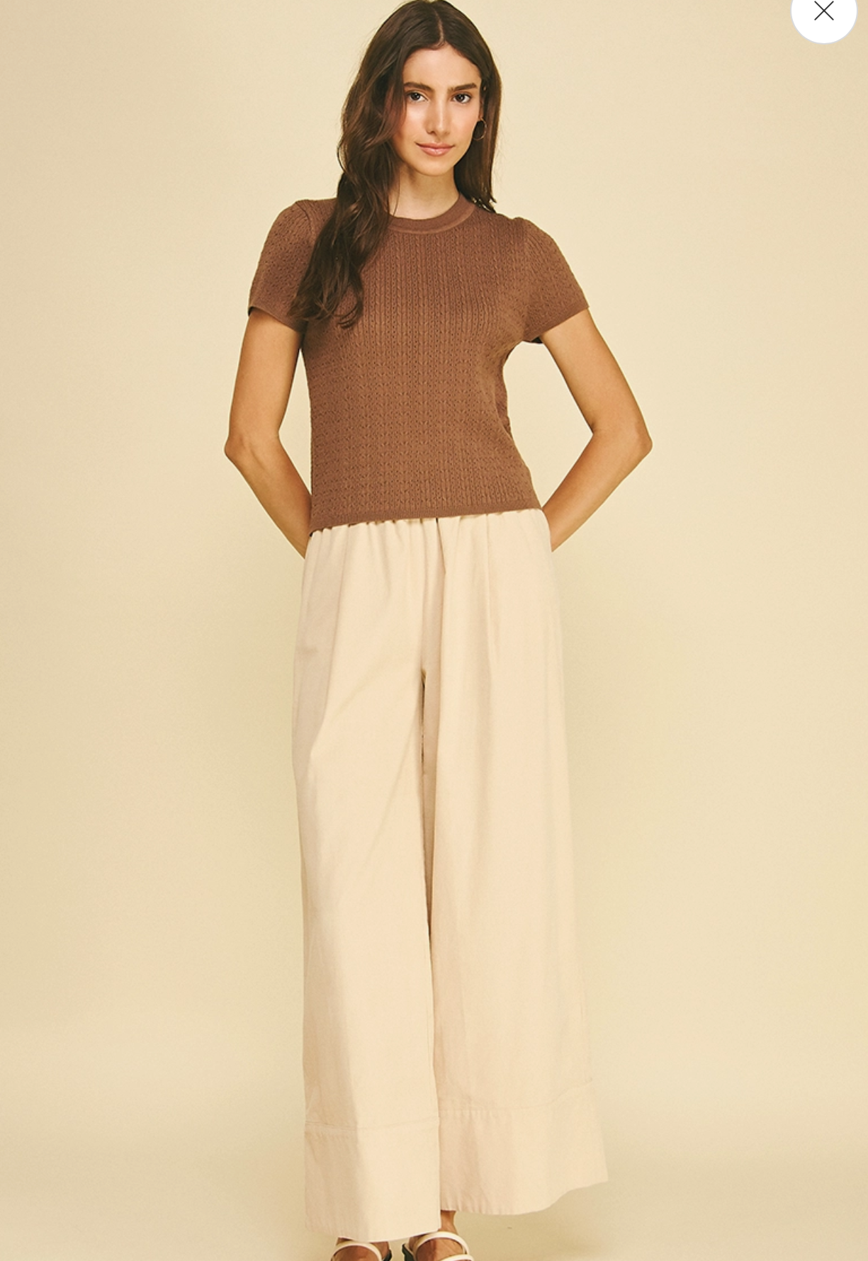 Pointelle Cable Knit Sweater