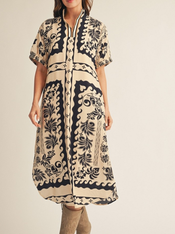 Short Sleeve Boho Floral Dress