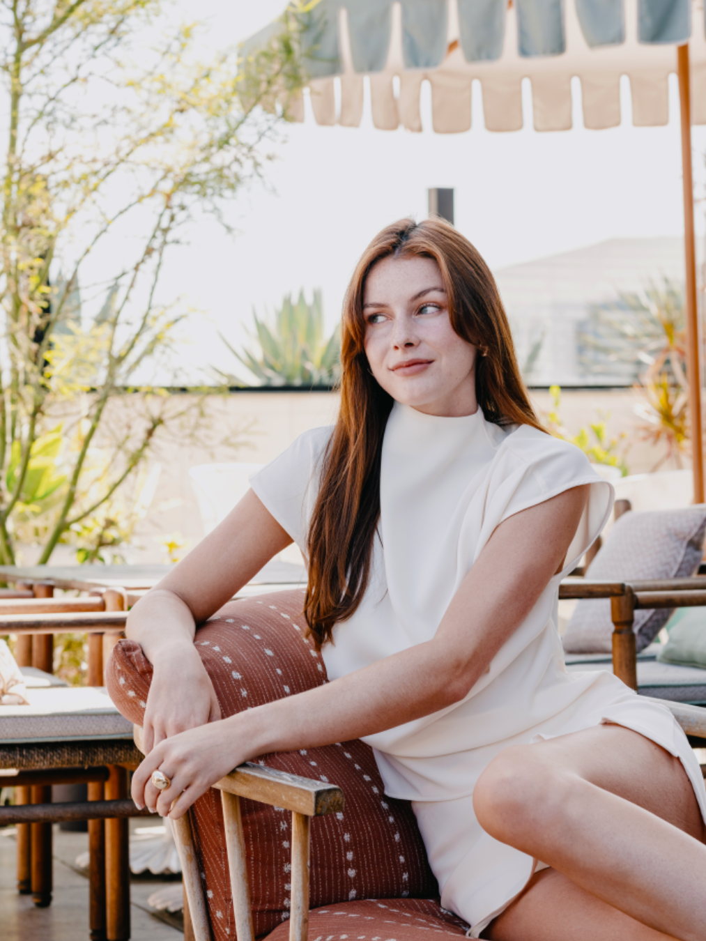 Cream Mock Cowl Neck Top