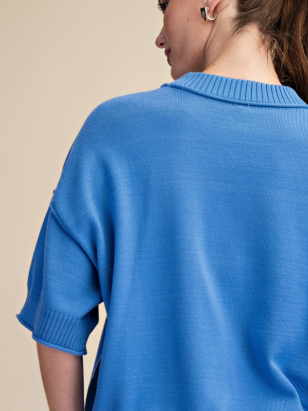 Crew Neck Blue Sweater