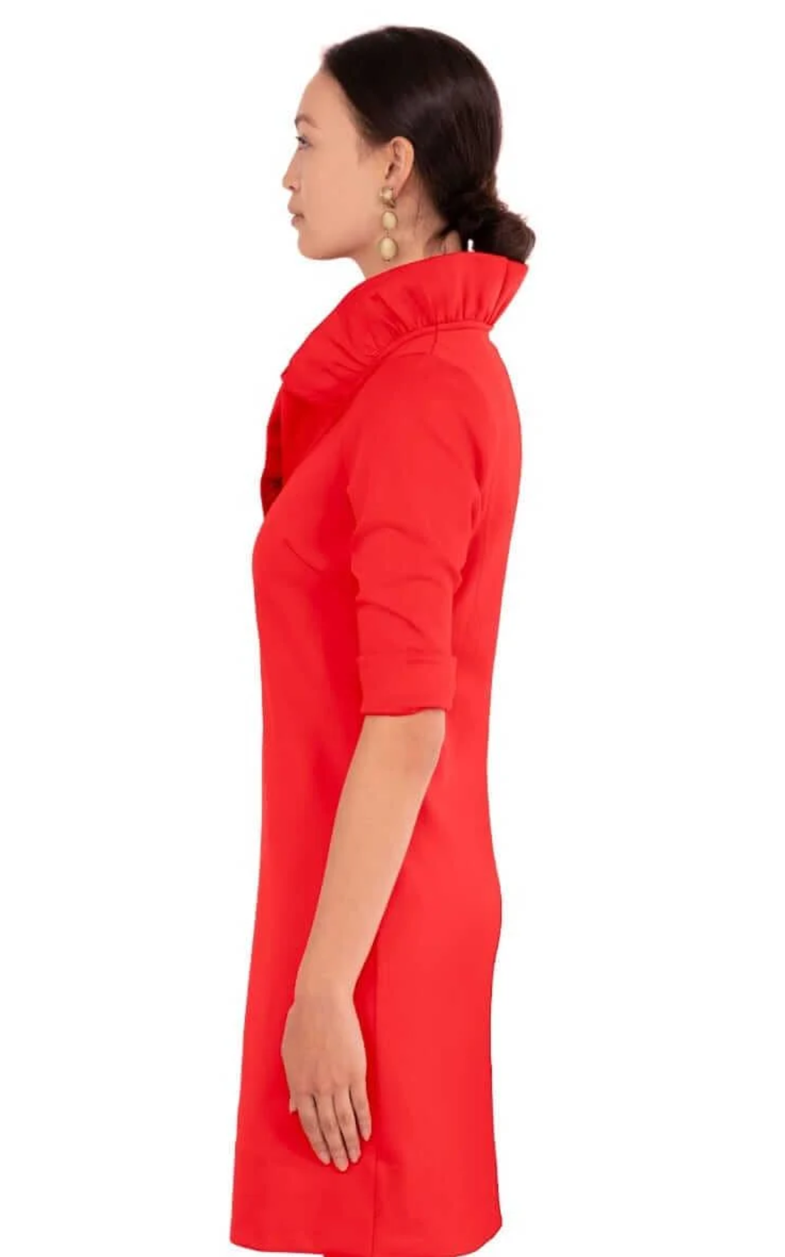 Ruffleneck Dress in Crimson