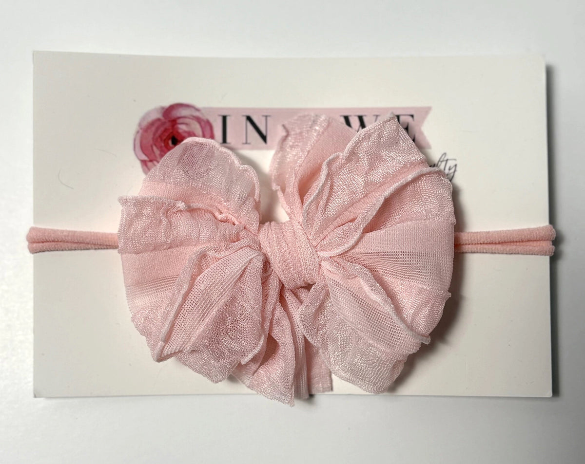Sweet Pink Skinny Mini Ruffled Headband