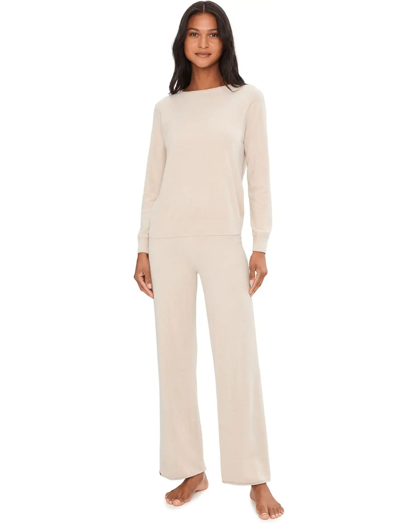 CC Ultra Lite Jersey Pullover And Wide Leg Pant - Stone