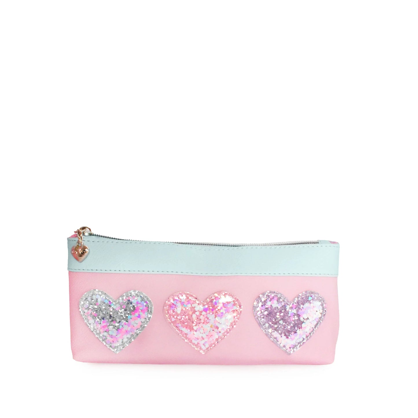 Confetti Heart Patched Color Block Large Backpack with Pencil Case