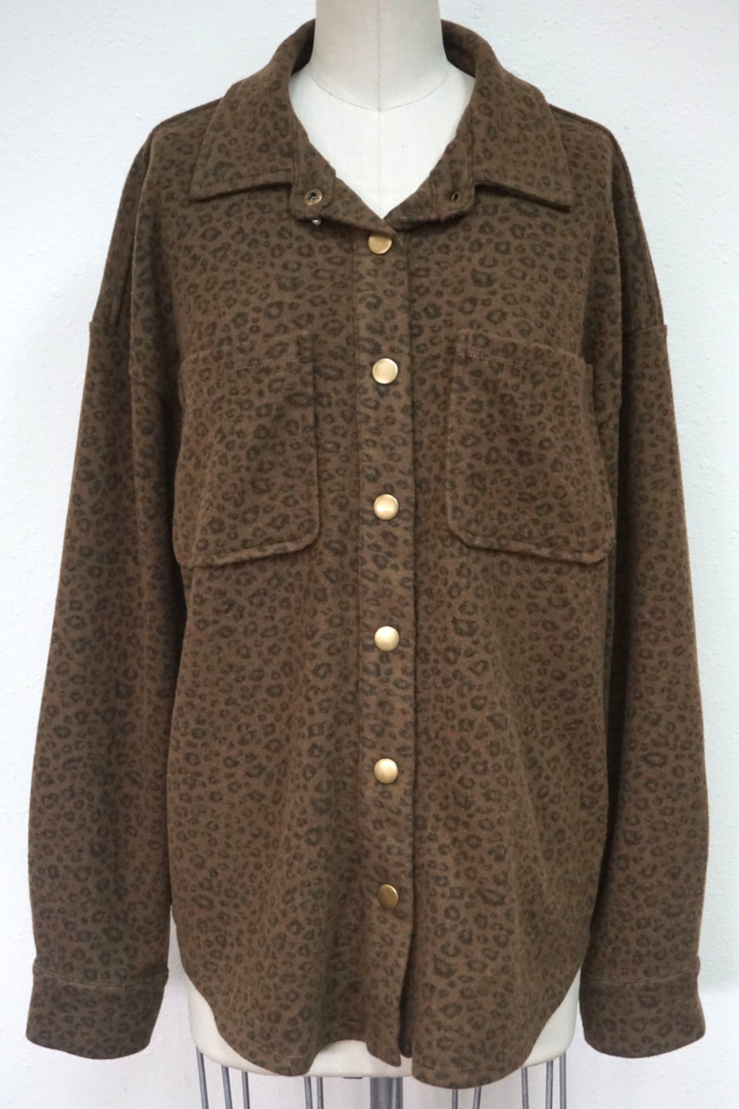 Snap Button Down Animal Print Jacket