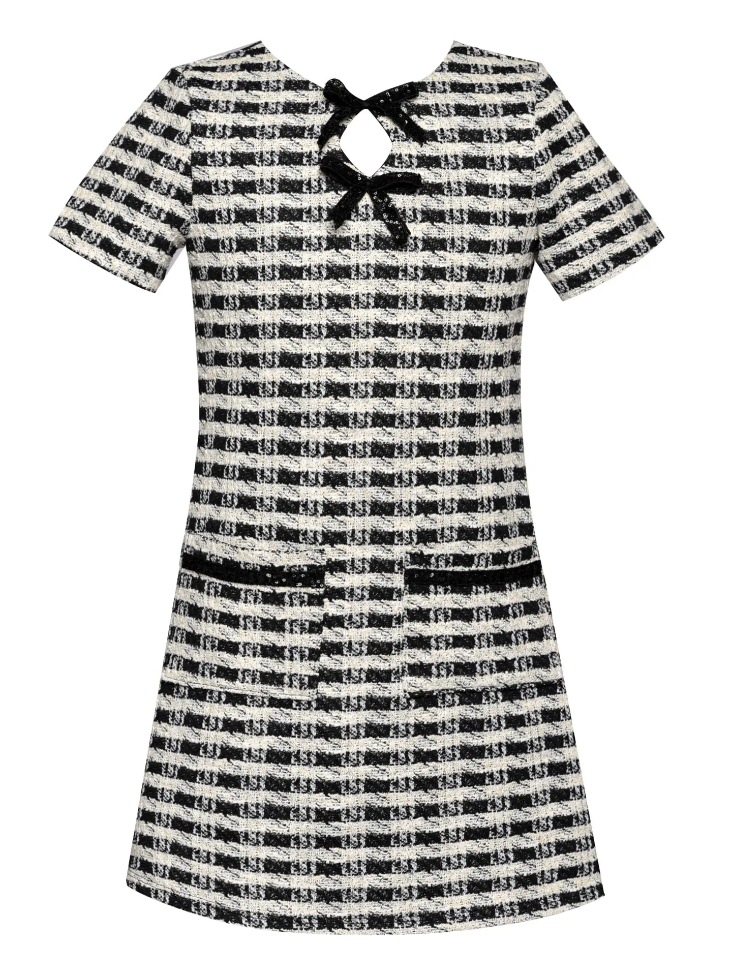 Houndstooth A-Line Dress W/ Sequin Trim